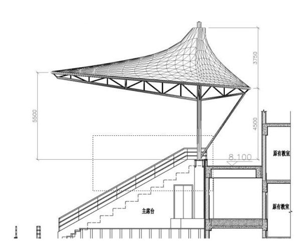 學校體育看臺膜結構圖紙